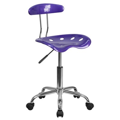 Flash Furniture Elliott Armless Plastic Swivel Task Office Chair with Tractor Seat, Vibrant Violet (LF214VIOLET)