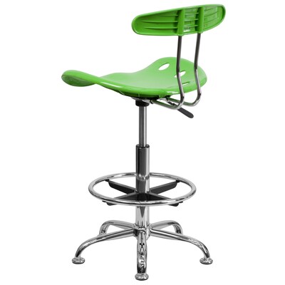 Flash Furniture Chrome Low Back Drafting Stool With Tractor Seat, Vibrant Apple Green