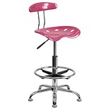 Flash Furniture Low Back Polymer Drafting Stool With Tractor Seat, Vibrant Pink
