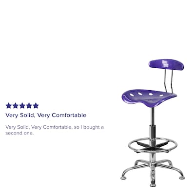 Flash Furniture Low Back Polymer Drafting Stool With Tractor Seat, Vibrant Violet (LF215VIOLET)