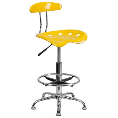 Flash Furniture Low Back Polymer Drafting Stool With Tractor Seat, Vibrant Orange-Yellow