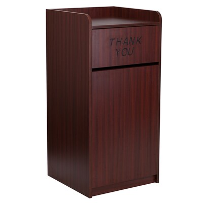 Flash Furniture Wood Tray Top Trash Can, Mahogany