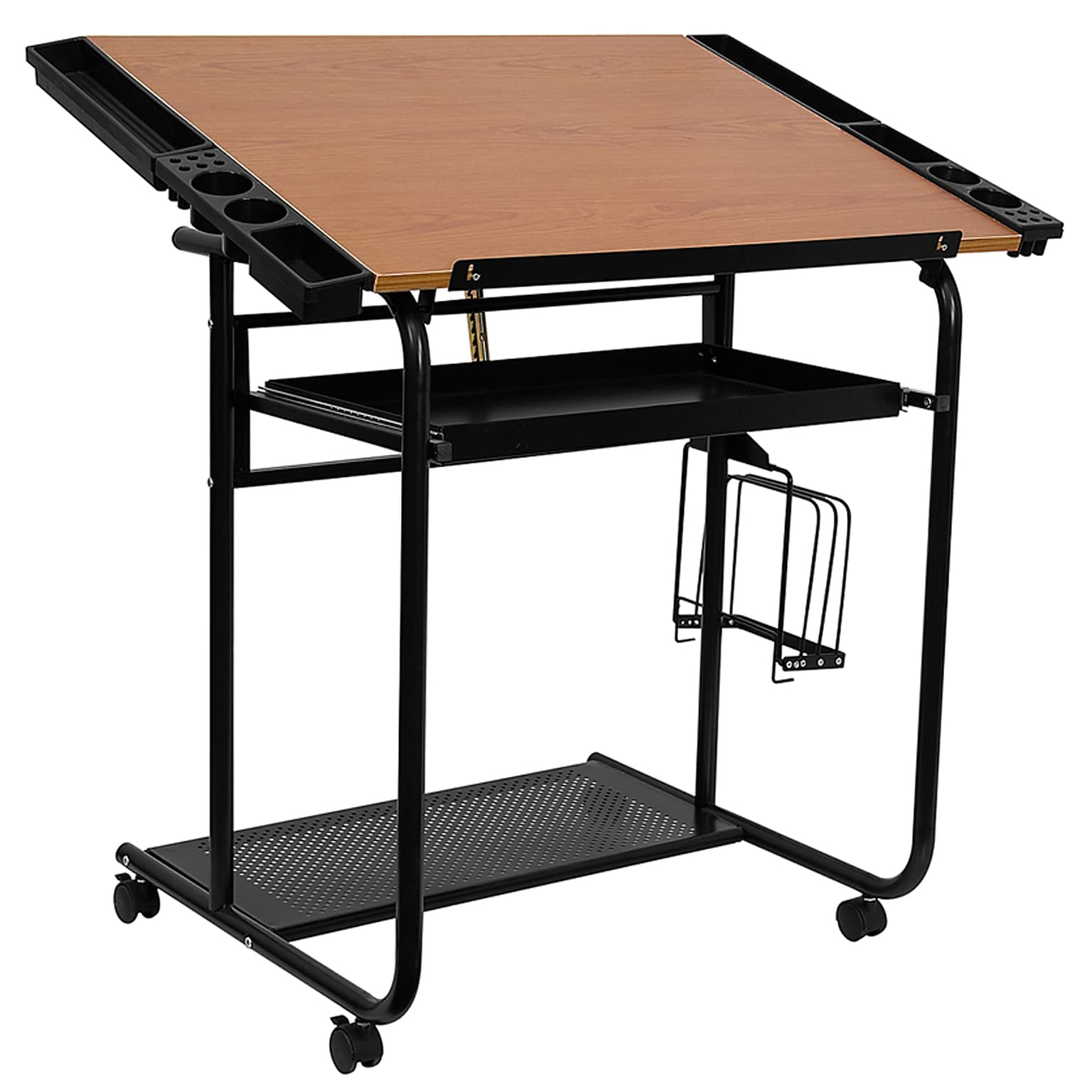 Flash Furniture 30 x 24 Melamine Adjustable Drawing & Drafting Table w/Black Frame, Laminate