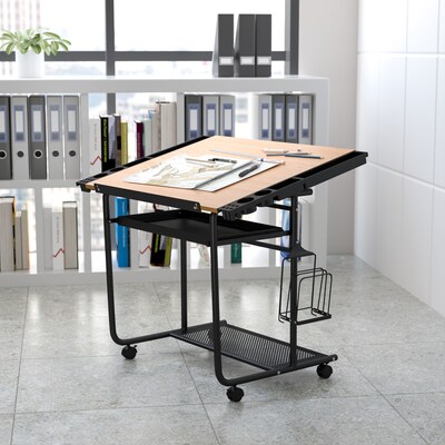 Flash Furniture 30" x 24" Melamine Adjustable Drawing & Drafting Table w/Black Frame, Laminate