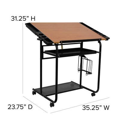 Flash Furniture 30" x 24" Melamine Adjustable Drawing & Drafting Table w/Black Frame, Laminate