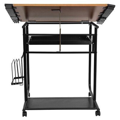 Flash Furniture 30" x 24" Melamine Adjustable Drawing & Drafting Table w/Black Frame, Laminate