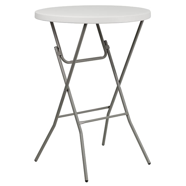 Flash Furniture 43 1/2H x 31 1/4L Granite Plastic Bar Height Folding Table, White