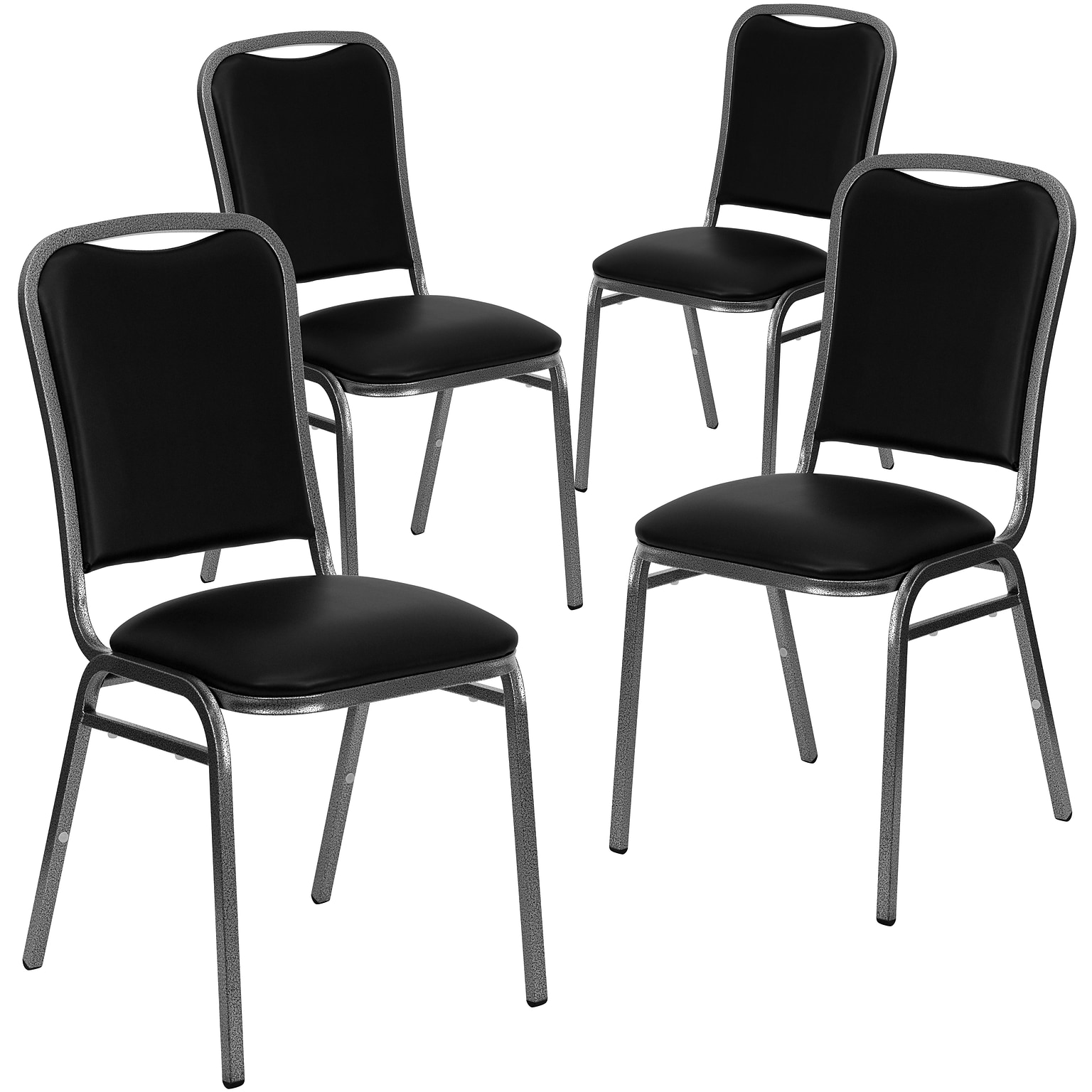 Flash Furniture HERCULES Series Vinyl Vein Frame Banquet Stack Chair, Black (4NG108SVBKVYL)