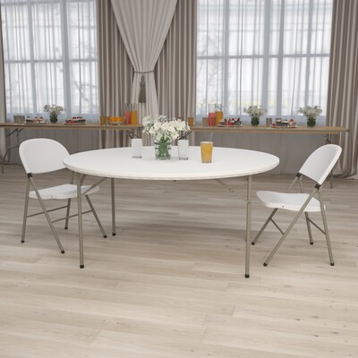 Flash Furniture 29H x 60L x 60D Granite Plastic Folding Table, White