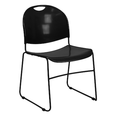 Flash Furniture HERCULES Series Plastic Ultra-Compact Stack Chair, Black (RUT188BK)