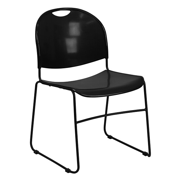 Flash Furniture HERCULES™ Plastic Ultra Compact Stack Chair, Black [RUT188BKCHR]