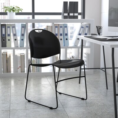 Flash Furniture HERCULES Series Plastic Ultra-Compact Stack Chair, Black (RUT188BK)