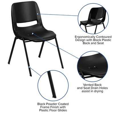 Flash Furniture HERCULES Series Plastic Shell Stack Chair, Black (RUTEO1BK)