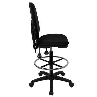 Flash Furniture Mid Back Fabric Multi-Functional Drafting Stool With Lumbar Support, Black