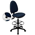 Flash Furniture Mid Back Fabric Multi-Functional Drafting Stool With Lumbar Support, Navy Blue