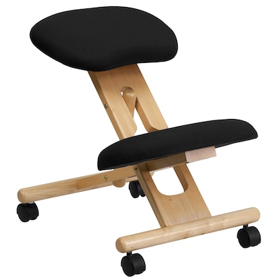 Flash Furniture Posey Armless Ergonomic Fabric/Wood Mobile Kneeling Office Chair, Black (WLSB210)
