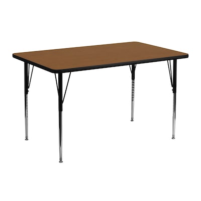 Flash Furniture Wren Rectangular Activity Table, 24 x 48, Height Adjustable, Oak (XUA2448RECOAKHA)