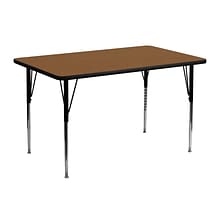 Flash Furniture Wren Rectangular Activity Table, 24 x 48, Height Adjustable, Oak (XUA2448RECOAKHA)