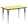 Flash Furniture 30W x 60L Rectangular Laminate Activity Table w/Standard Adjustable Legs, Yellow