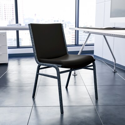 Flash Furniture HERCULES Series Vinyl Stack Chair, Black (XU60153BKVYL)