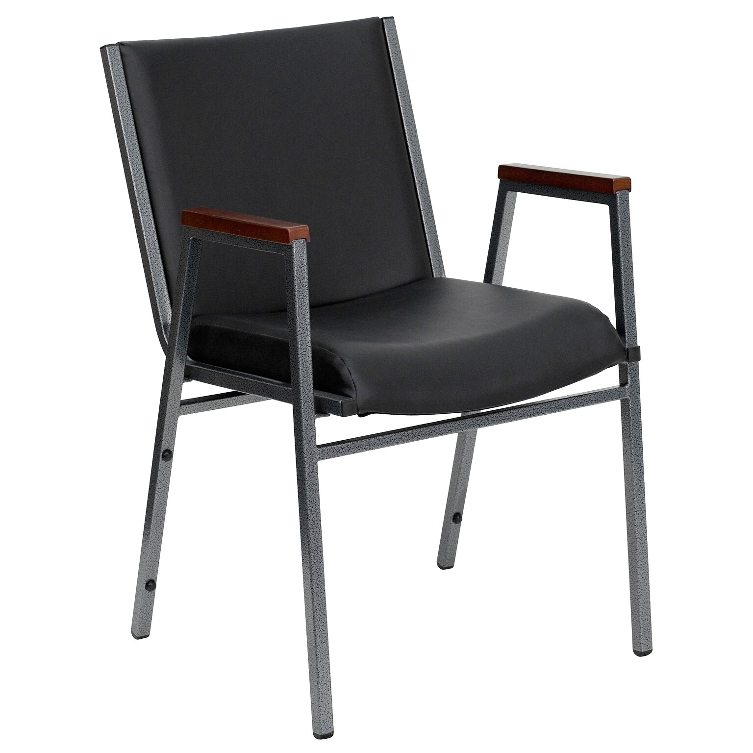 Flash Furniture HERCULES Series Vinyl Stack Chair with Arms, Black (XU60154BKVYL)