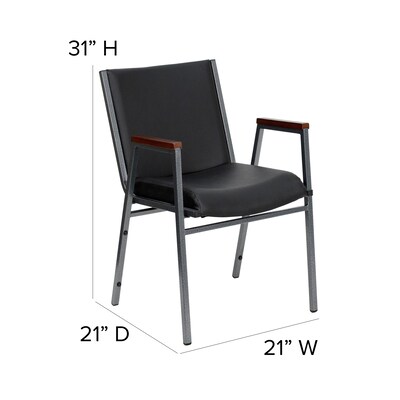 Flash Furniture HERCULES Series Vinyl Stack Chair with Arms, Black (XU60154BKVYL)