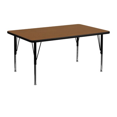 Flash Furniture 24W x 48L Rectangular Laminate Activity Table w/Adjustable Pre-School Legs, Oak
