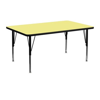 Flash Furniture 24W x 48L Rectangular Laminate Activity Table w/Adjustable Pre-School Legs, Yellow