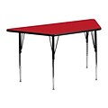 Flash Furniture 24W x 48L Trapezoid Laminate Activity Table w/Standard Adjustable Legs, Red