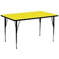 Flash Furniture 30W x 72L Trapezoid Laminate Activity Table w/Standard Adjustable Legs, Yellow