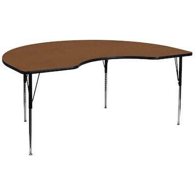 Flash Furniture Wren Kidney Activity Table, 48 x 96, Height Adjustable, Oak (XUA4896KIDOAKHA)