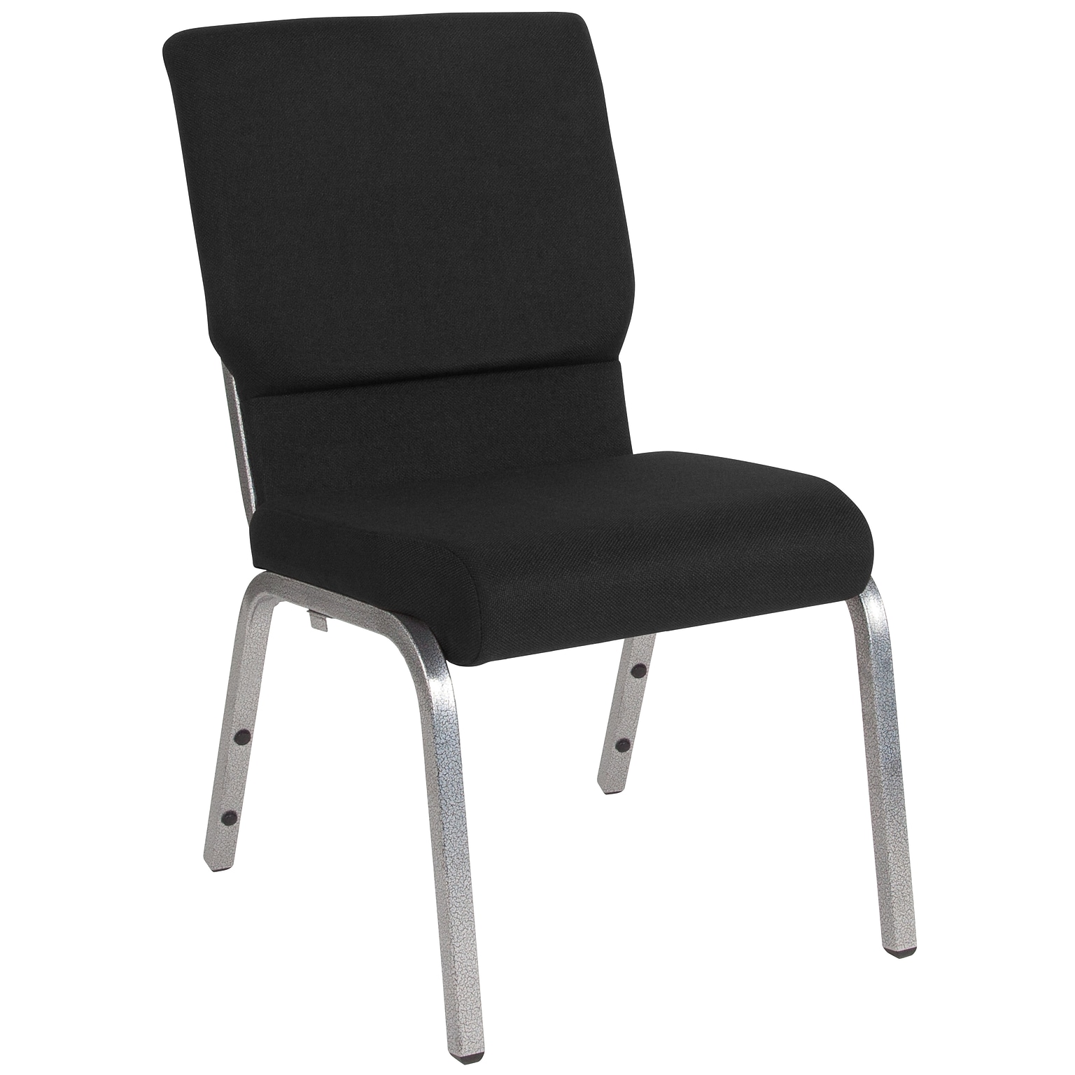 Flash Furniture HERCULES Series Fabric Stacking Church Chair, Black/Silver Vein Frame (XUCH60096BKSV)