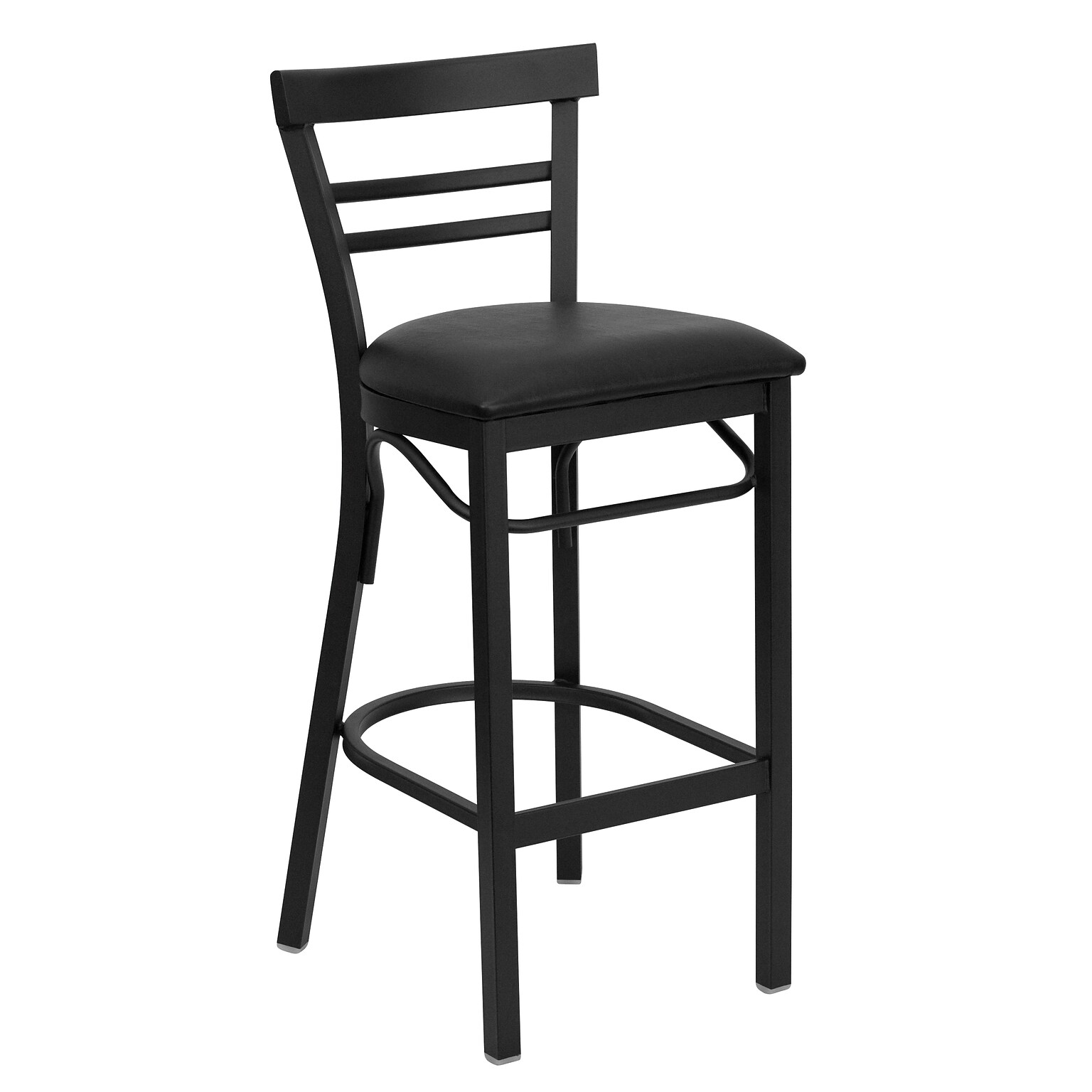 Flash Furniture Traditional Vinyl Restaurant Barstool with Back, Black (XU6R9BLADBARBKV)