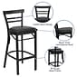 Flash Furniture HERCULES Series Traditional Metal Two-Slat Ladder Back Restaurant Barstool, Black (XU6R9BLADBARBKV)