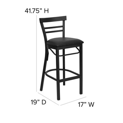 Flash Furniture Traditional Vinyl Restaurant Barstool with Back, Black (XU6R9BLADBARBKV)