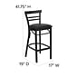 Flash Furniture HERCULES Series Traditional Metal Two-Slat Ladder Back Restaurant Barstool, Black (XU6R9BLADBARBKV)