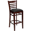 Flash Furniture HERCULES Series Traditional Wood Ladder Back Restaurant Barstool, Mahogany Wood/Black (XUW05BARMAHBKV)