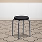 Flash Furniture Stackable Stool With Black Seat and Silver Powder Coated Frame, Black