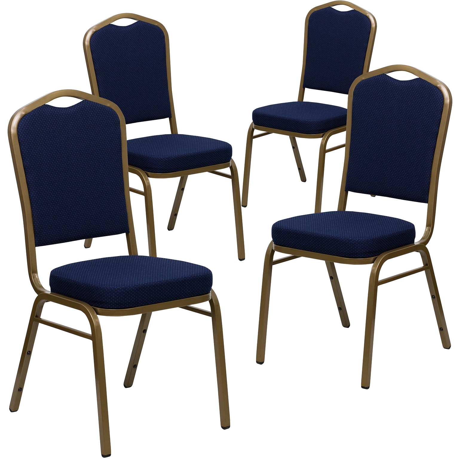 Flash Furniture HERCULES Series Fabric Banquet Stacking Chair, Navy Blue Patterned/Gold Frame, 4 Pack (4FDC01AG2056)