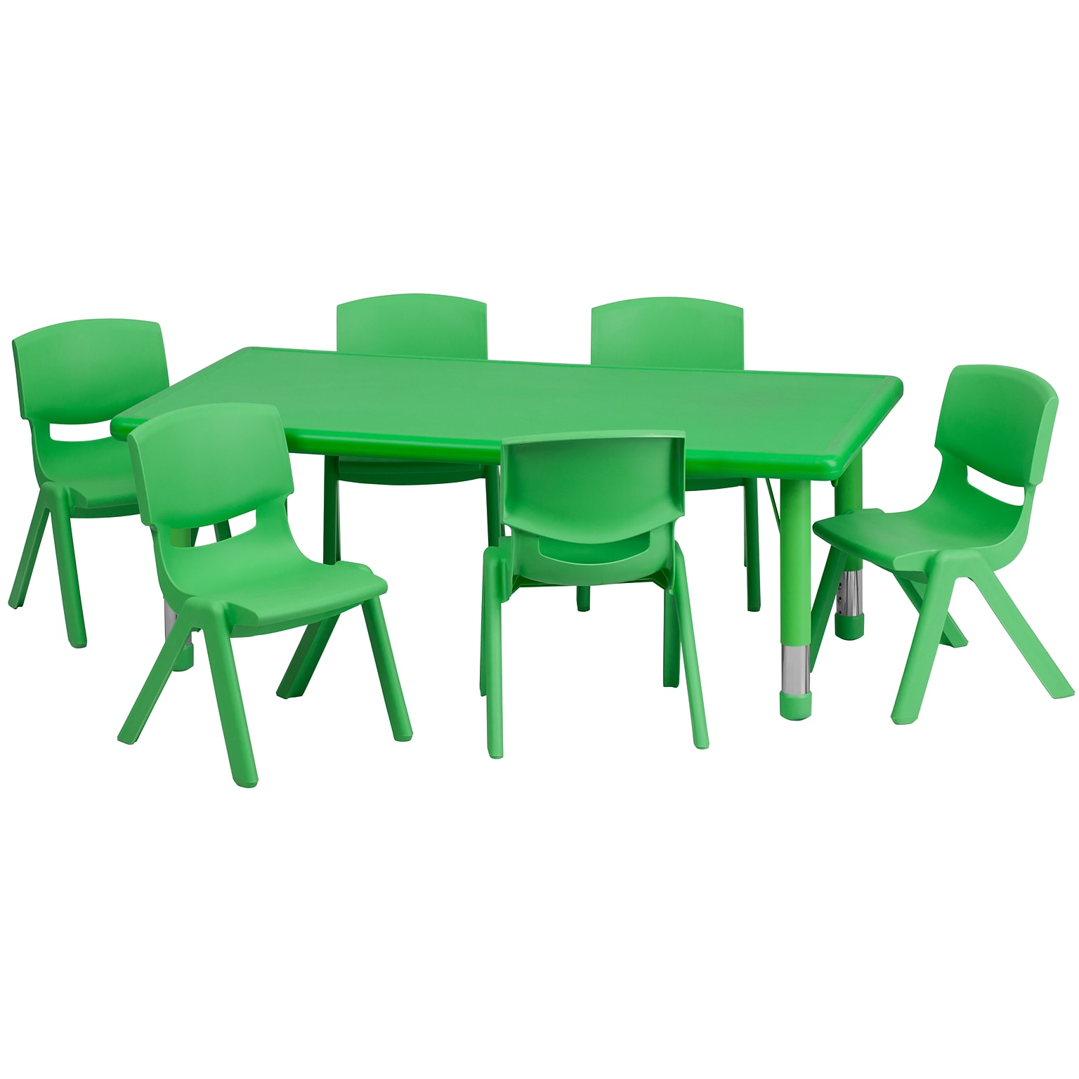 Flash Furniture Emmy Rectangular Activity Table Set, 24 x 48, Height Adjustable, Green (YCX13RECTBLGNE)