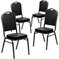 Flash Furniture HERCULES Series Vinyl Banquet Stacking Chair, Black/Silver Vein Frame, 4 Pack (4FDC0