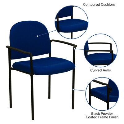 Flash Furniture Tiffany Fabric Stackable Side Reception Chair with Arms, Navy (BT5161NVY)