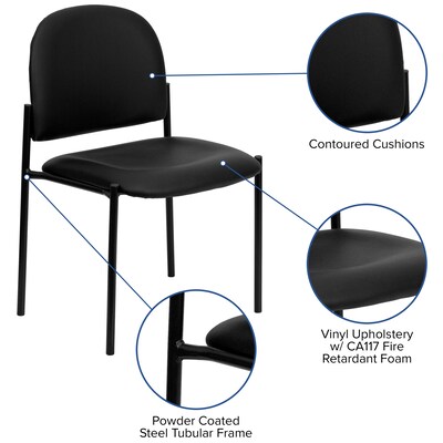 Flash Furniture Tania Vinyl Stackable Side Reception Chair, Black (BT5151VINYL)