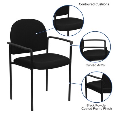 Flash Furniture Tiffany Fabric Stackable Side Reception Chair with Arms, Black (BT5161BK)