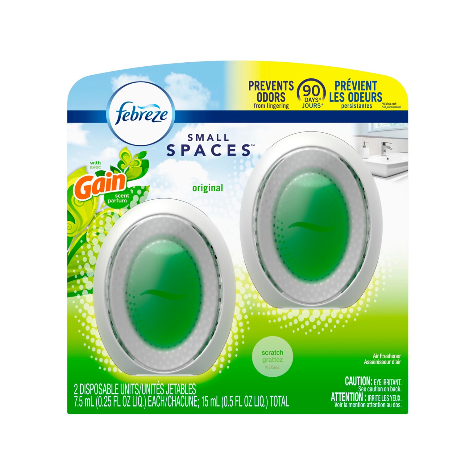 Febreze Small Spaces Air Freshener, Gain Scent, 0.25 oz., 2/Pack (93330EA)