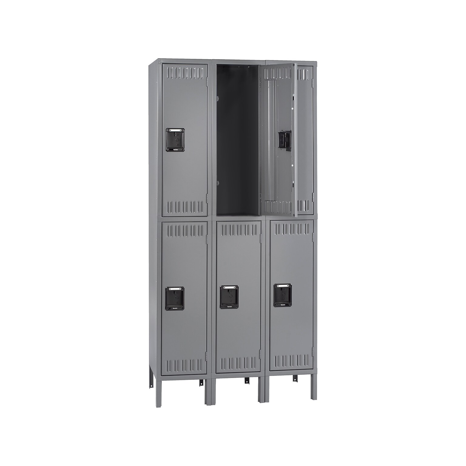 Tennsco 78 2-Tier Three Wide Light Gray Storage Locker (DTS-121836-3-LGY)