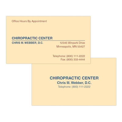 Custom 1-2 Color Appointment Cards, Ivory Index 110# Cover Stock, Flat Print, 2 Custom Inks, 2-Sided