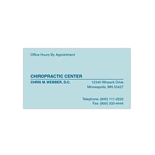 Custom 1-2 Color Appointment Cards, Blue Index 110# Cover Stock, Flat Print, 1 Custom Ink, 1-Sided,