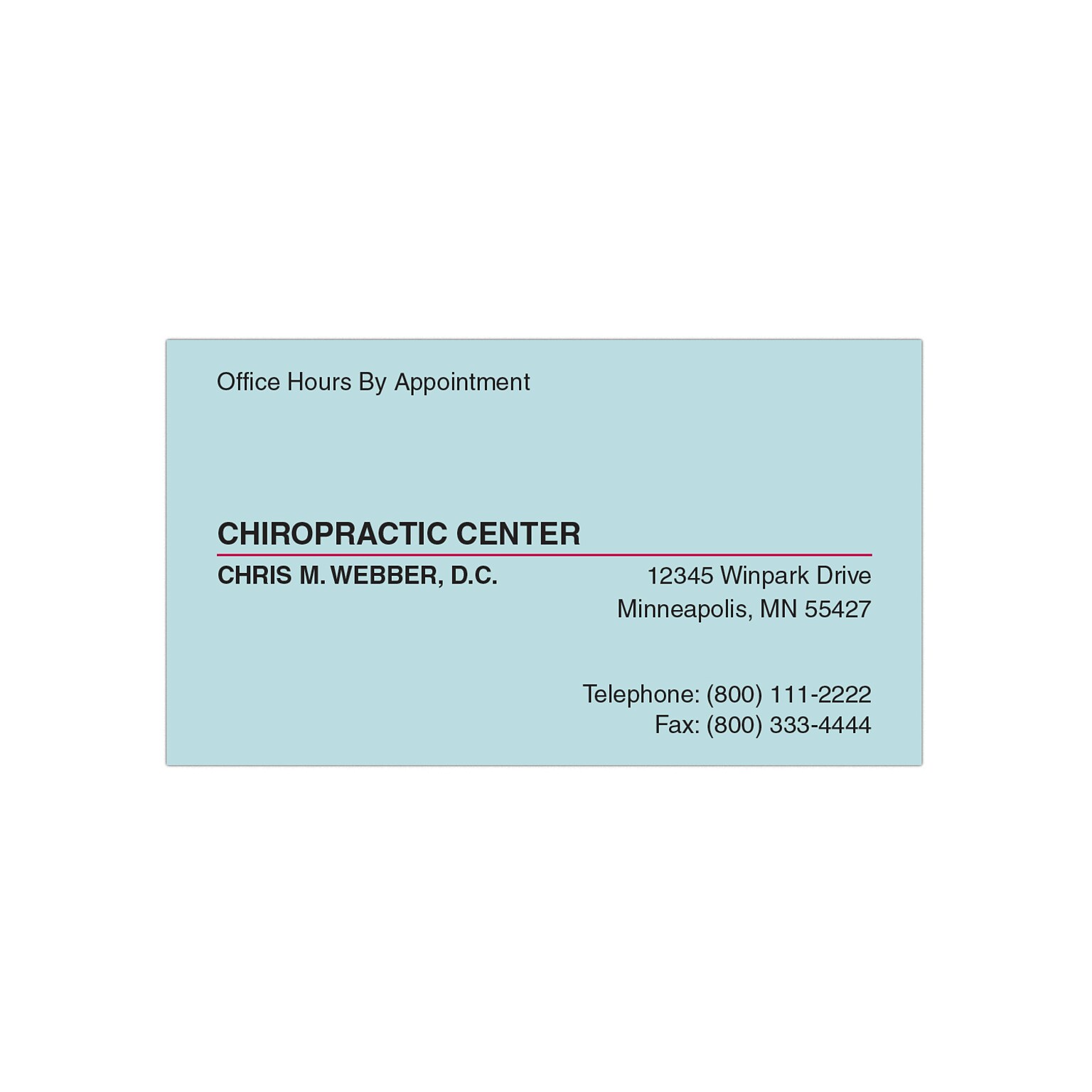 Custom 1-2 Color Appointment Cards, Blue Index 110# Cover Stock, Flat Print, 2 Standard Inks, 1-Sided, 250/Pk