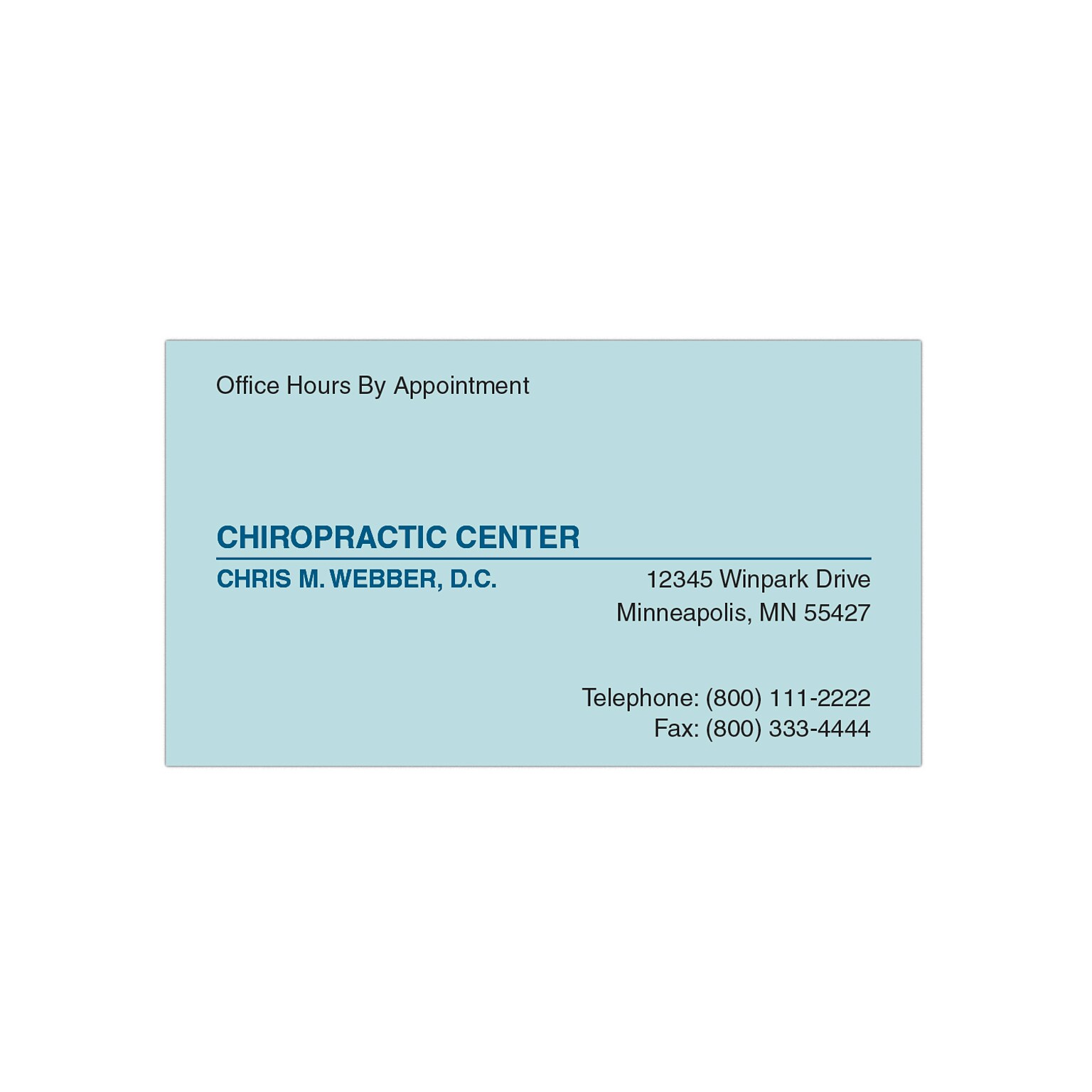 Custom 1-2 Color Appointment Cards, Blue Index 110# Cover Stock, Flat Print, 1 Standard & 1 Custom Inks, 1-Sided, 250/Pk